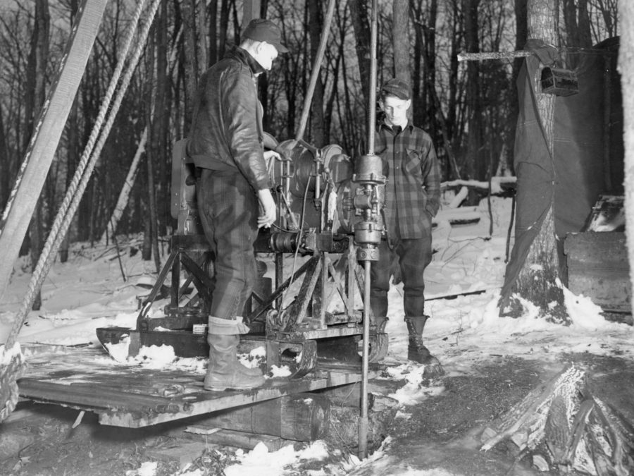 Underground drilling in Republic Steel mine in Mineville
