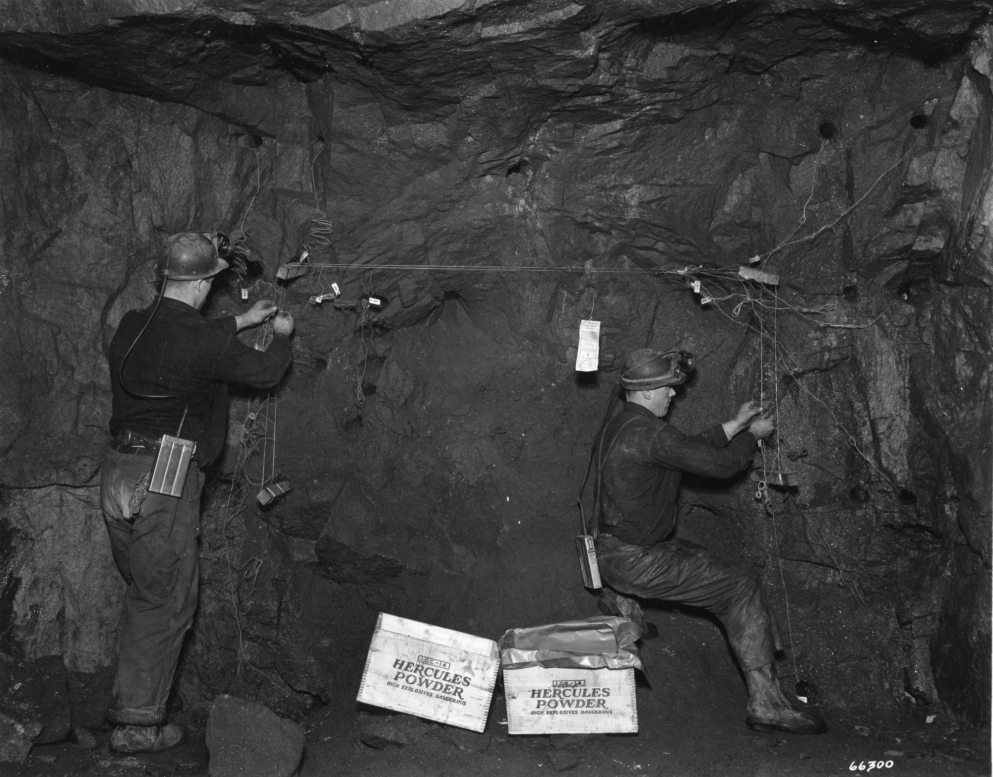 Preparing a blast in Republic Steel mine in Mineville