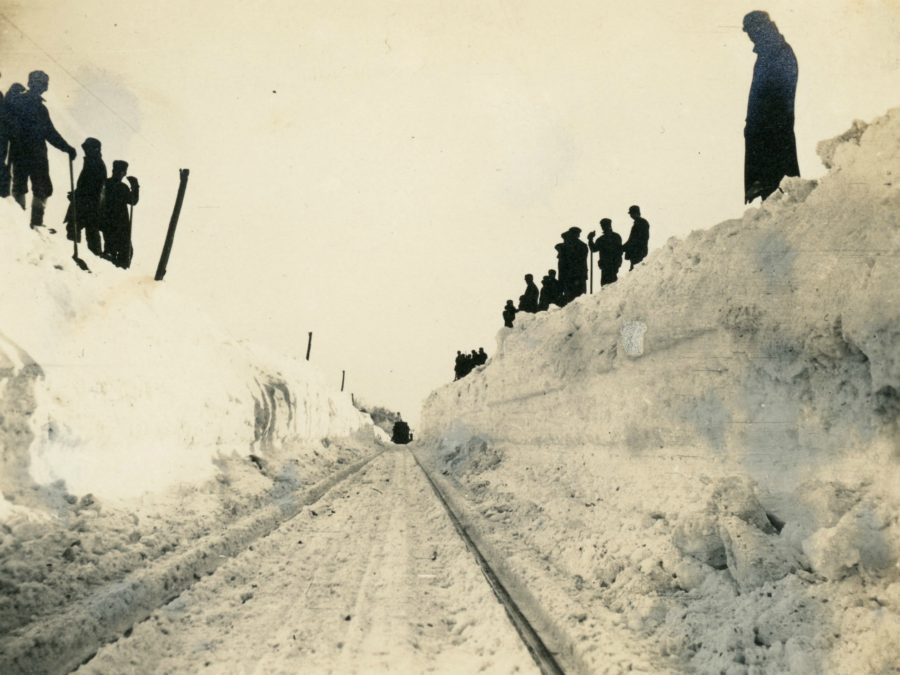 Plowing through deep snow in Clayton