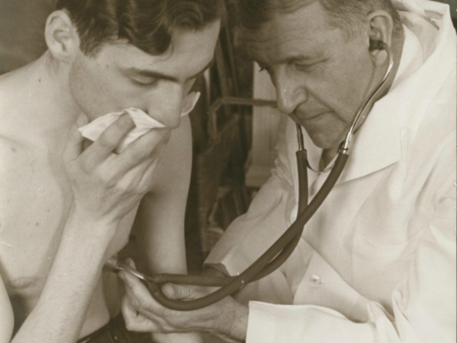 Doctor Edward Livingston Trudeau In Trudeau Sanitarium Lab In Saranac Lake