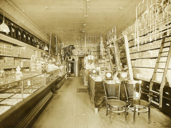 Frank Woodside at his shoe store in Hammond