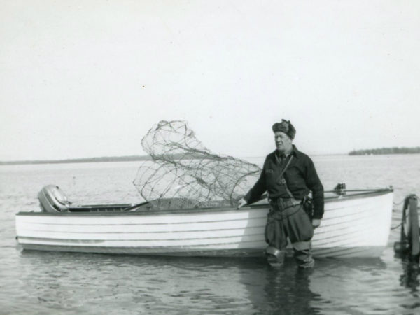 Conservation officer Milene on Lake Champlain at Point Au Roche near Plattsburg