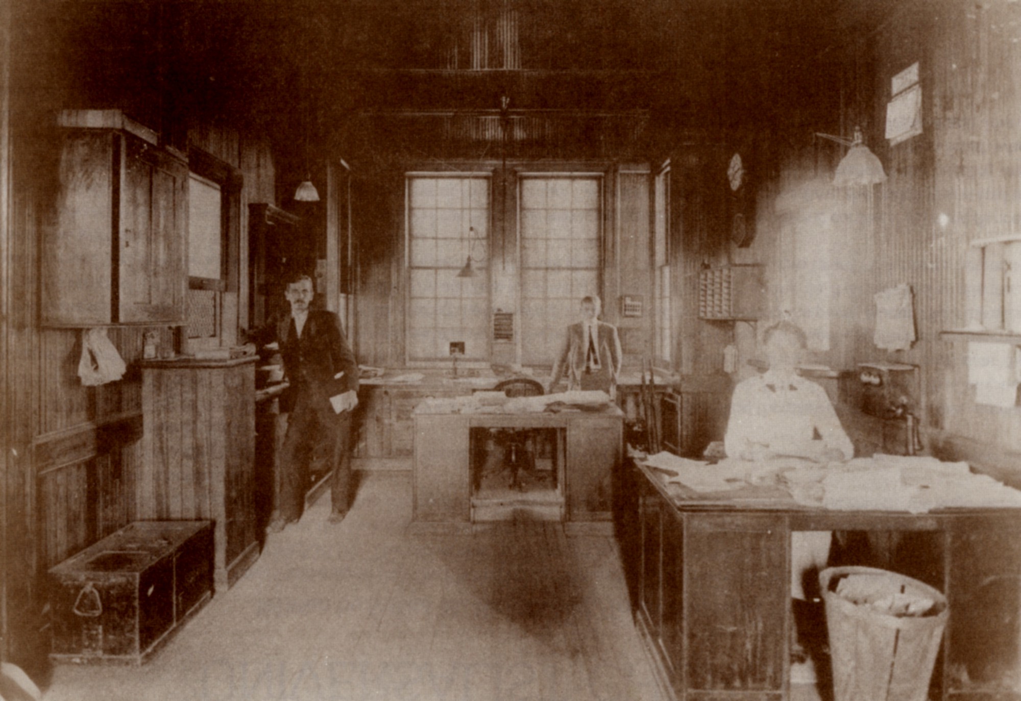Inside the telegraph office at the Rensselaer Falls train depot