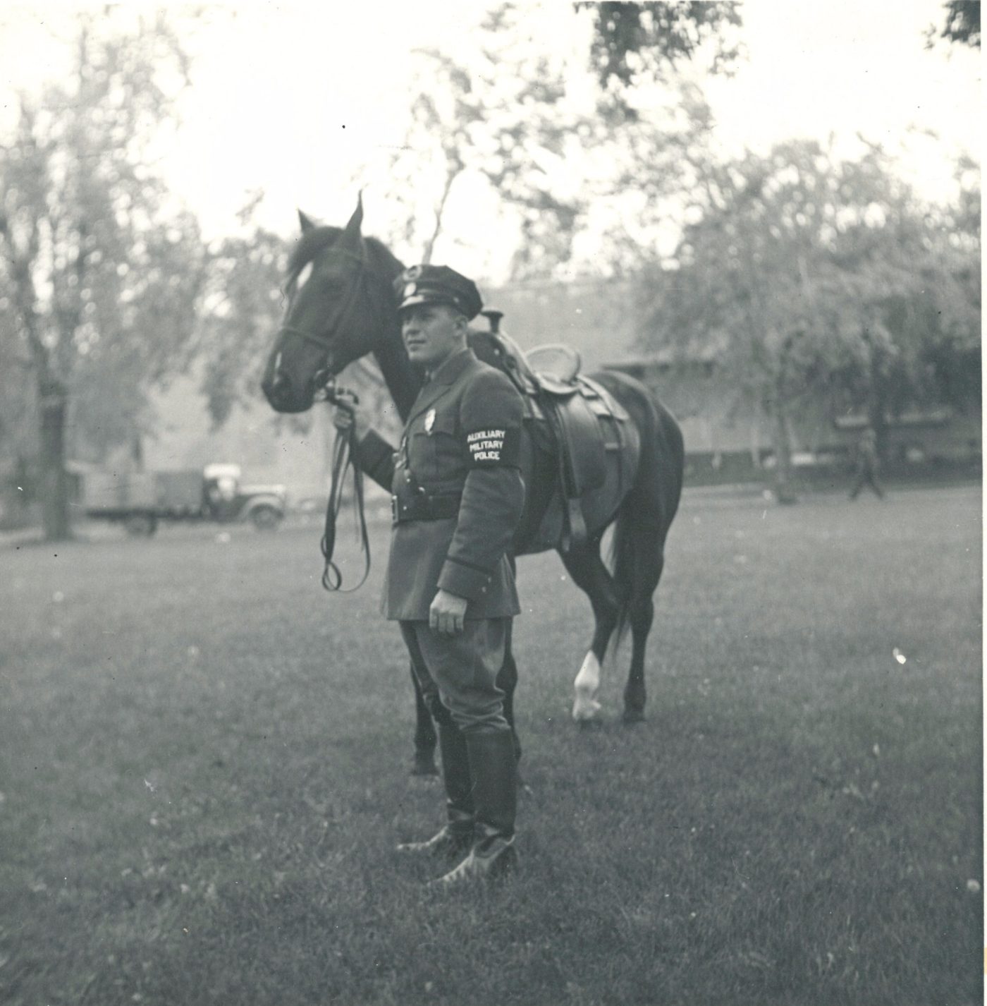 Auxiliary Military Police with horse in Massena
