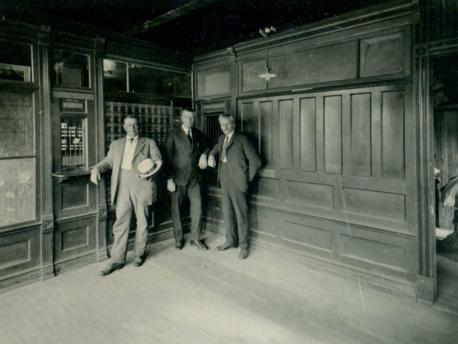 Workers outside the post office in Newton Falls