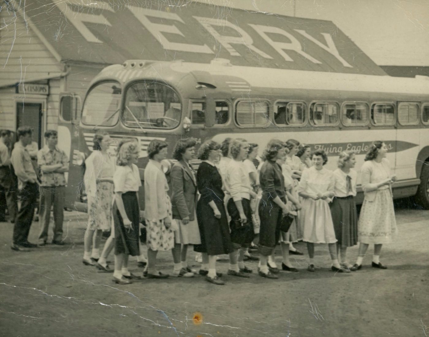 Waiting for the bus at the docks in Morristown