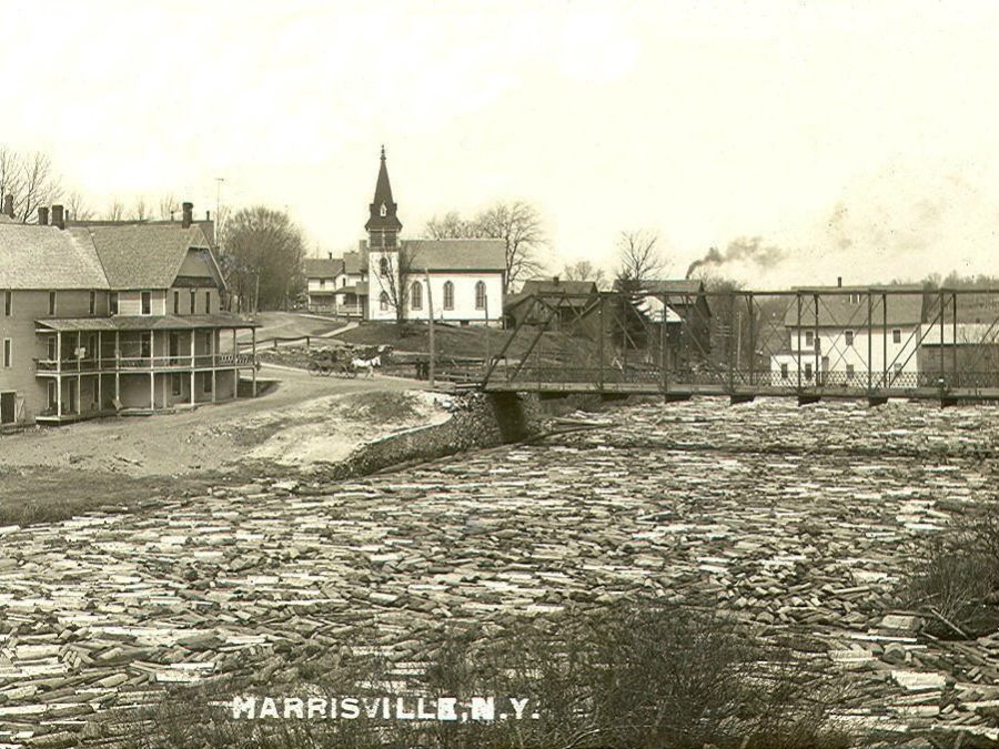 Franklin House Hotel on the bank of the Oswegatchie River in Fullerville