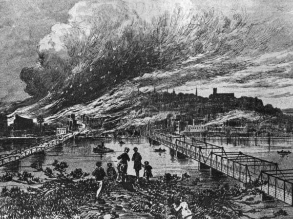 Sketch of 1844 fire in Carthage