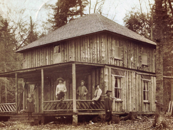 The Howland Brothers at their hunting camp in Cranberry Lake