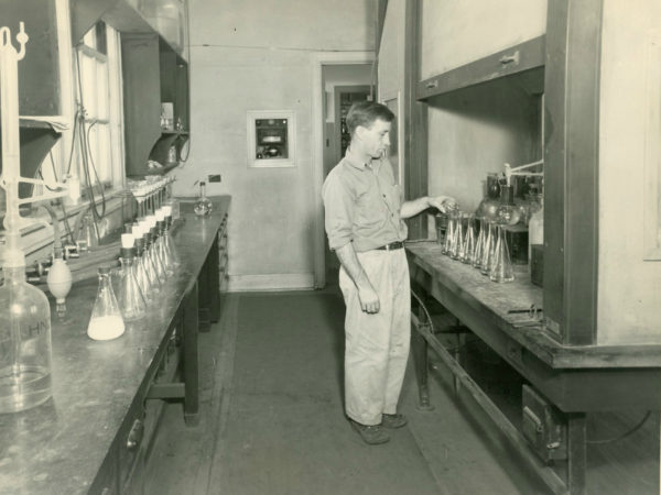 Homer Lenon in the Jones & Laughlin Steel Corporation lab in Benson Mines