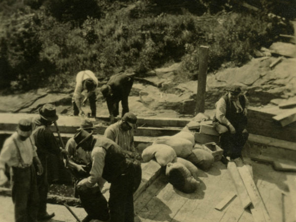 Construction of the Newton Falls Dam in Newton Falls