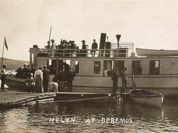 The Helen docked at Hotel Deremos on Cranberry Lake