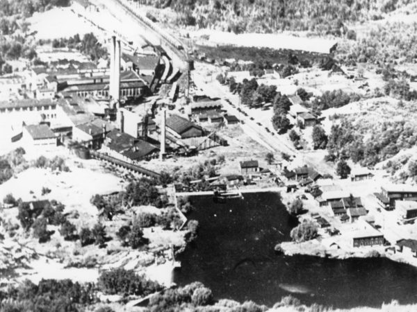 Aerial shot of the DeGrasse Paper Company in Pyrites