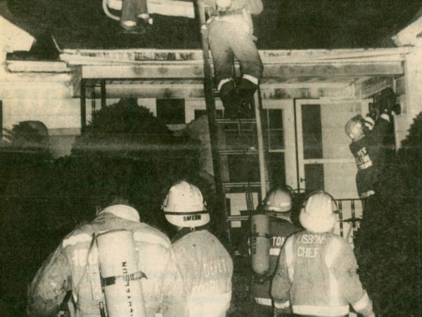 Lisbon volunteer firefighters on Van Rensselaer Road in Lisbon