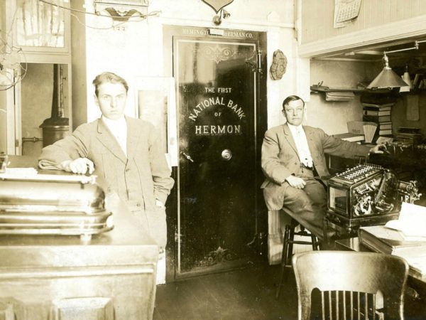 Cashiers inside The First National Bank of Hermon in Hermon