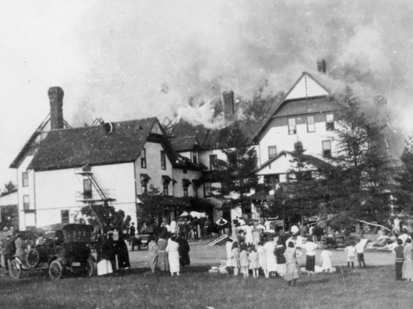 Forge House burning in Old Forge