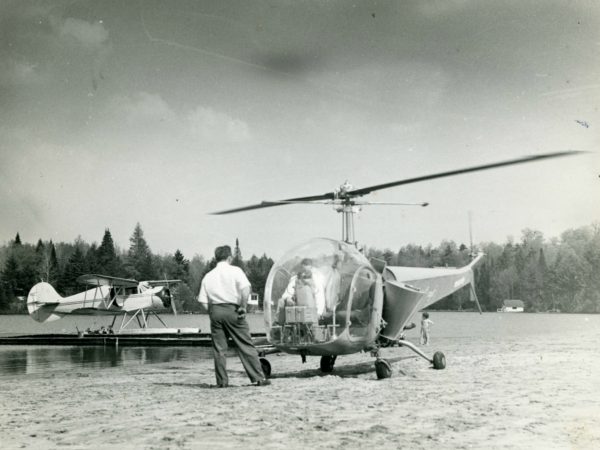 Black fly helicopter on Old Forge Pond