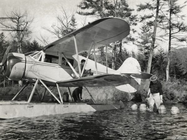 Fish stocking on Crooked Lake in the Town of Webb