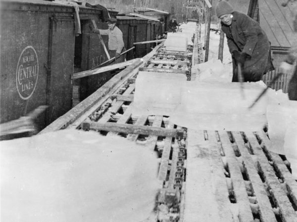 Ice harvest conveyor belt in Old