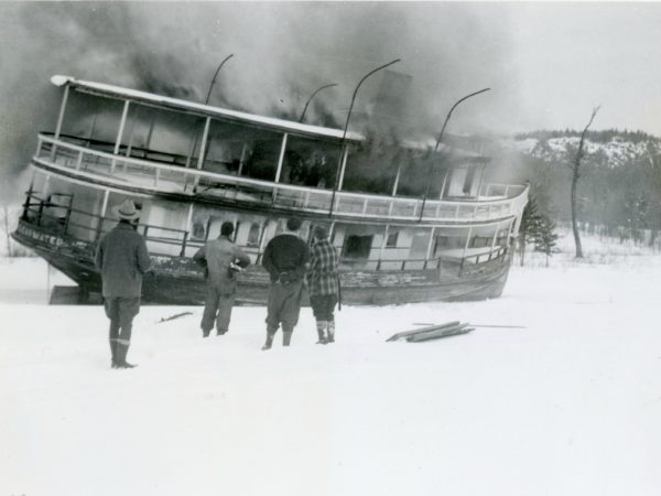 The Clearwater steamboat burning in Old Forge