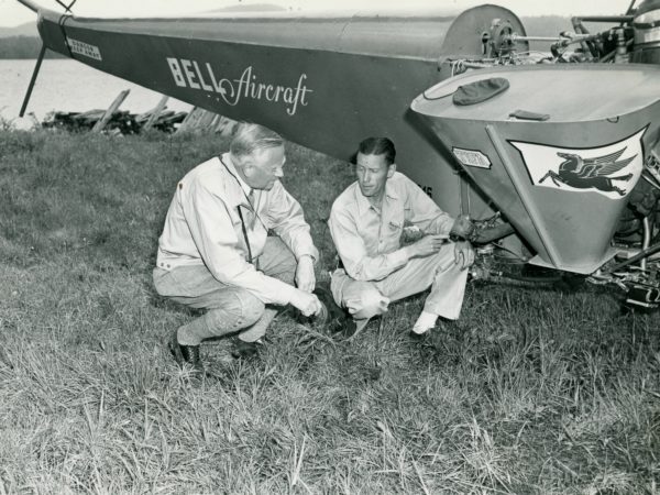 Preparing an aircraft for black fly spraying in Old Forge