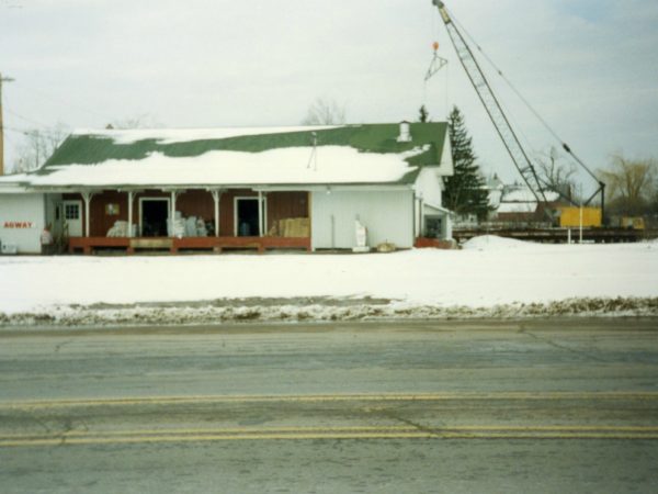 Agway store and railroad crane unloading in De Kalb Junction