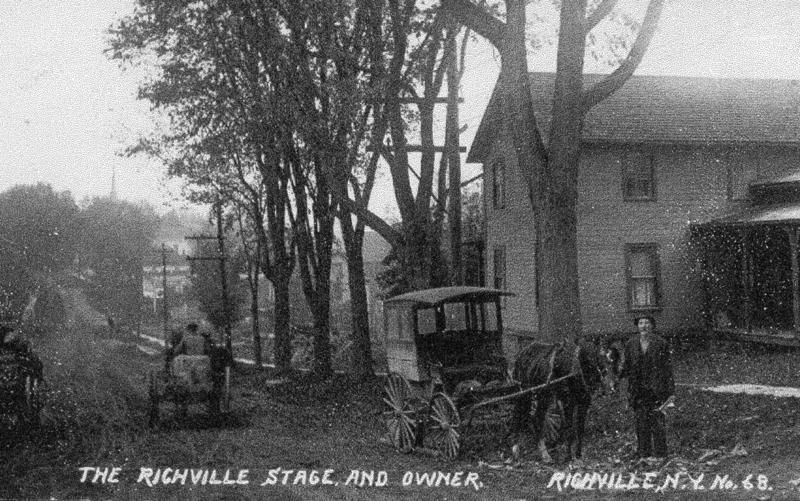 Stagecoach and owner in Richville