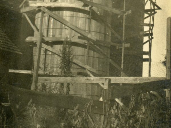 Constructing a wooden silo in the Town of De Kalb