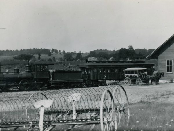 A train stopped at the depot in Hermon