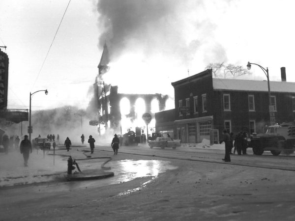 Firefighters fighting Town Hall fire in Canton