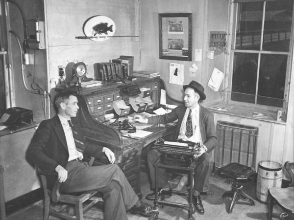 Inside the telegraph office at the Rensselaer Falls train depot