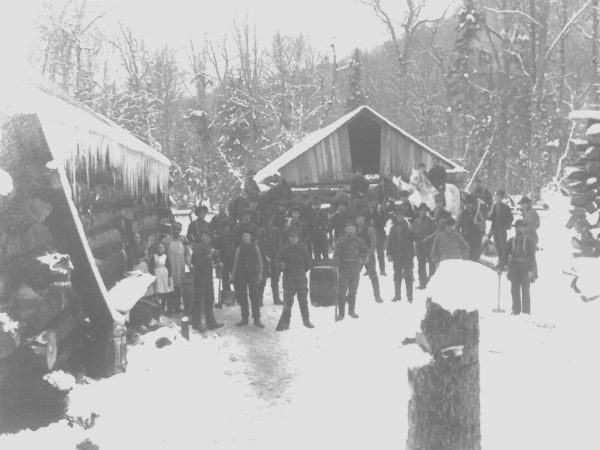 Logging families at Bert Frank lumber camp in Colton