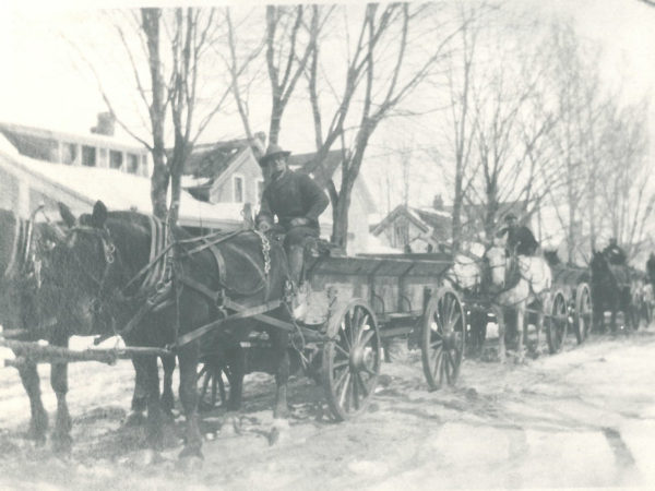 Transporting ore by horse-drawn wagon to the railroad in Edwards