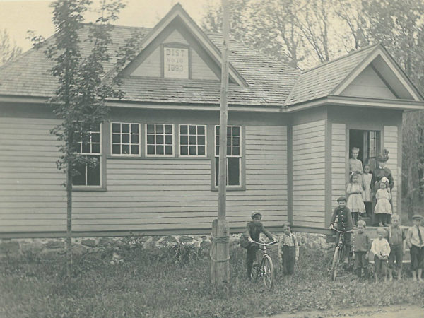 Children and teacher of the Brown’s Falls School.