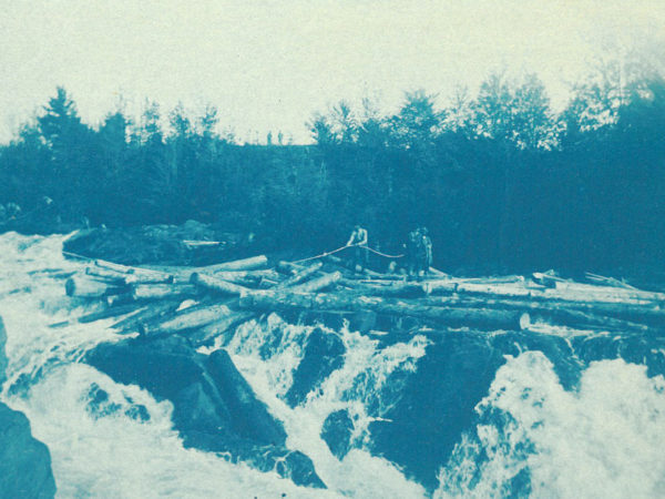 Log drive on the Racquette River in Colton