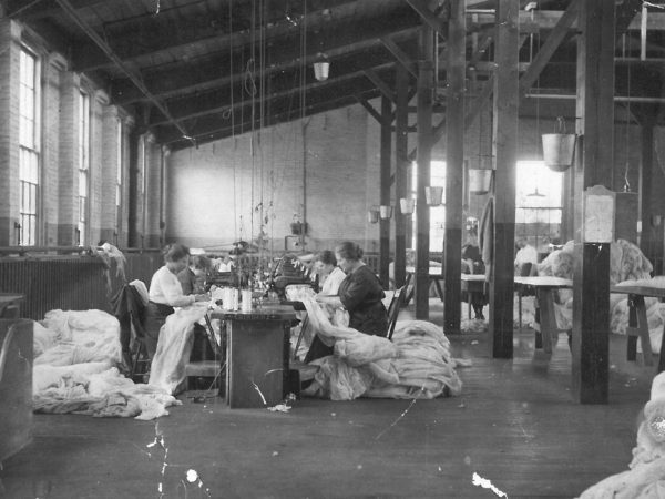 Seamstresses sewing in the International Lace Mill in Gouverneur