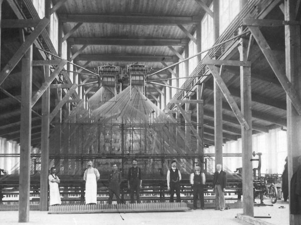 Industrial looms inside the International Lace Mill in Gouverneur