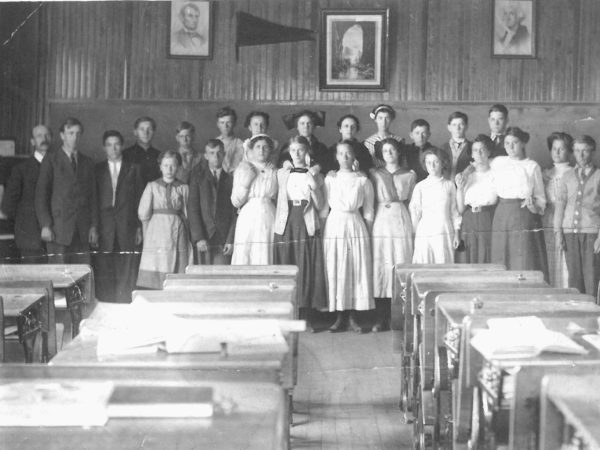 Upper grade students in classroom of the Oswegatchie Union School in Star Lake