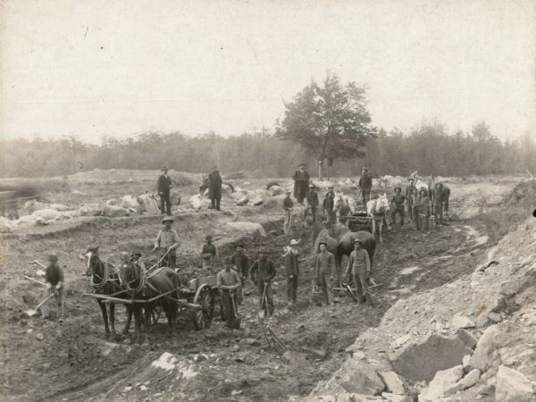 Work crew building road in Canton