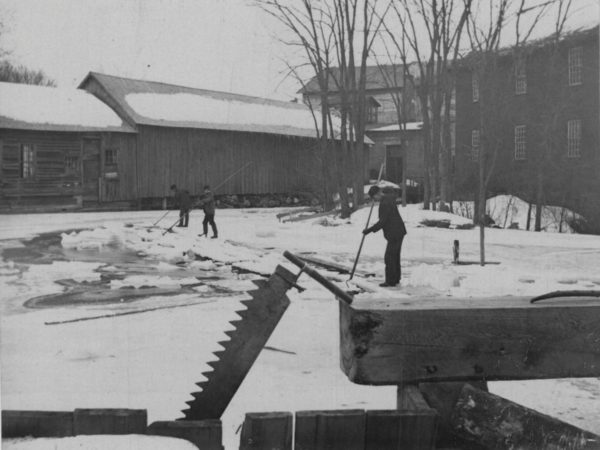 Harvesting ice on the Grasse River in Canton