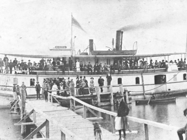 Passengers on the transportation steamer Algoma in Waddington