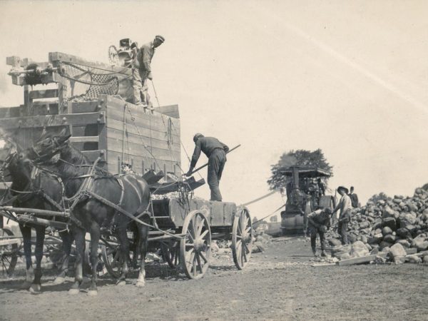 Crushing stone to Build a road using a steam powered stone crusher in Hermon