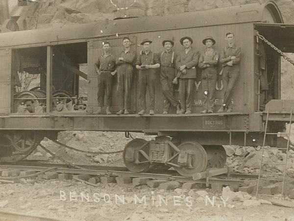 Benson Mines employees pose on 70 ton Bucyrus excavator