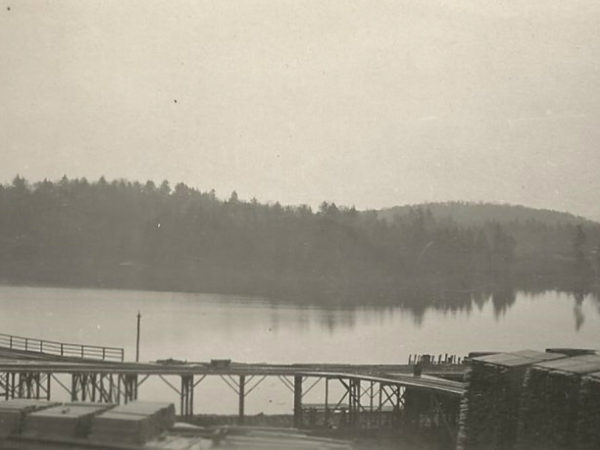 Lumber yard on Silver Pond in Cranberry Lake