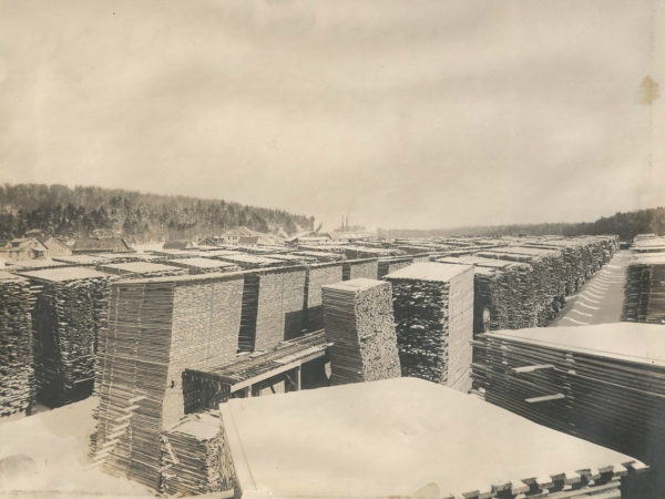 View of the Emporium Forestry Company lumber yard in Cranberry Lake