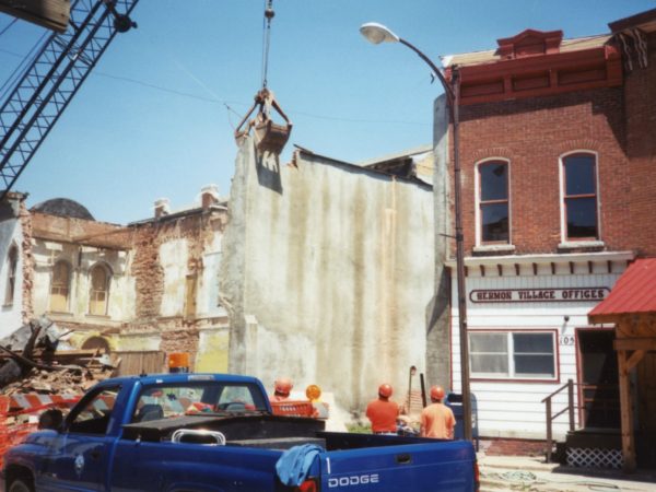 Demolition of the 1876 D.L. Lynde block in Hermon