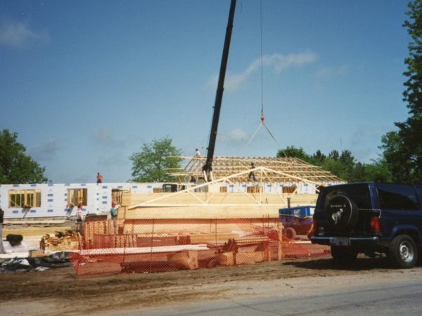 Construction of the frame of the McBrier Park Manor in Hermon