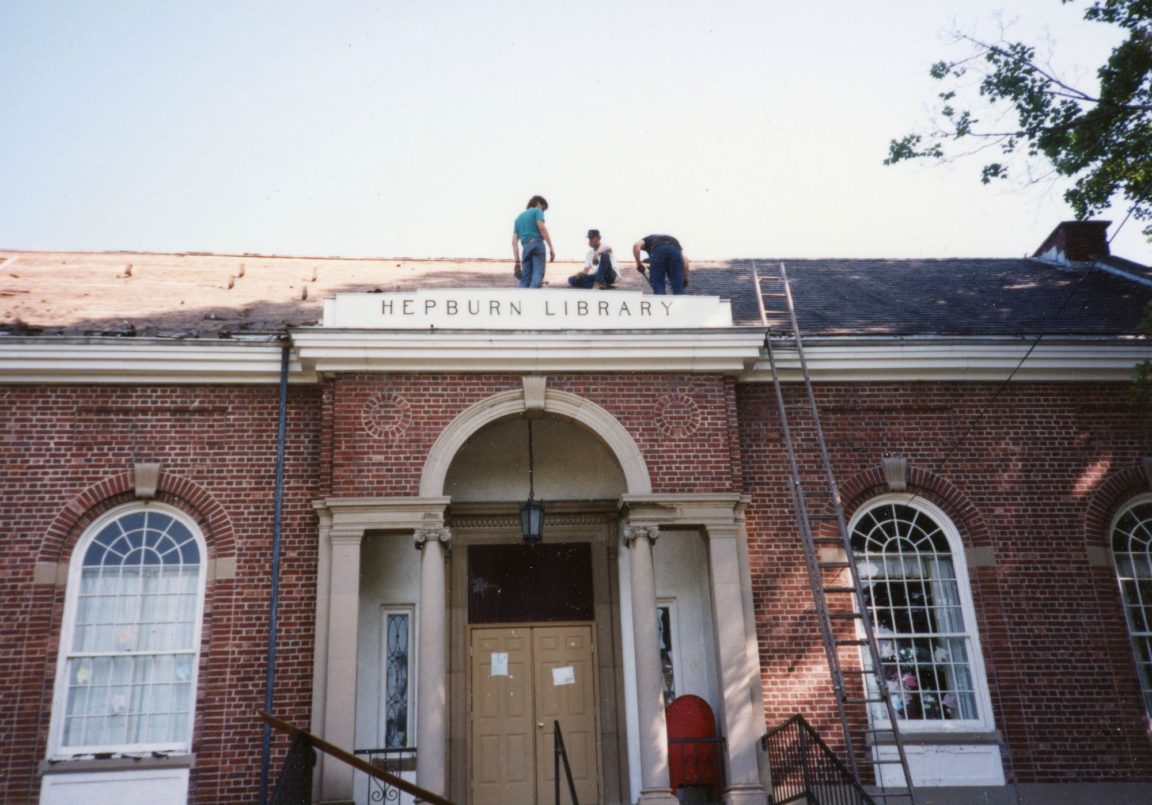 Reroofing Hepburn Library in Hermon