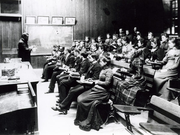 Students in lecture at the Potsdam Normal School in Potsdam