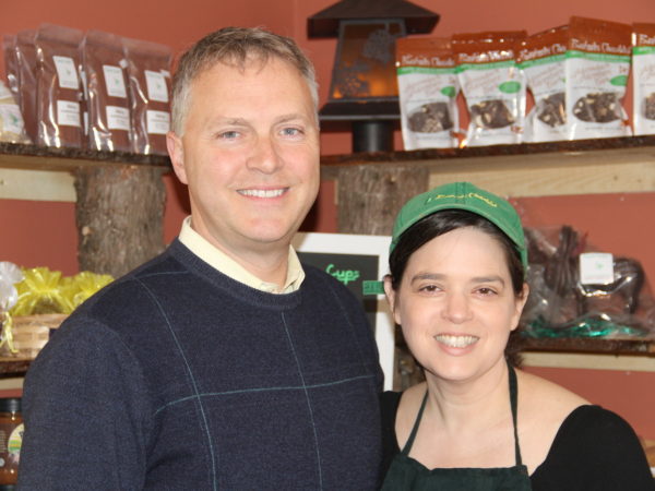 Deb and Jim Morris in Barkeater Chocolates in North Creek